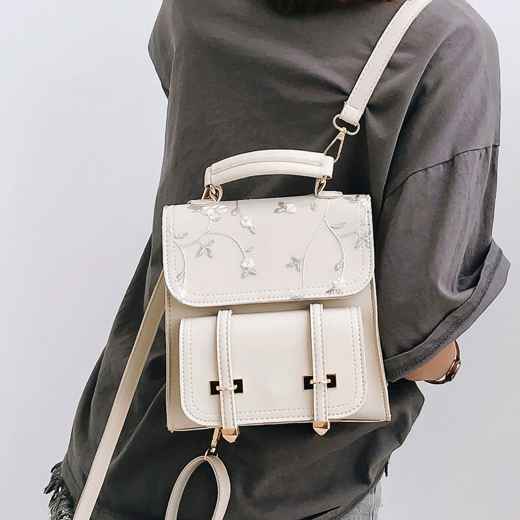 new style embroidered female shoulder bag backpack female student bag multi-purpose shoulder small bag