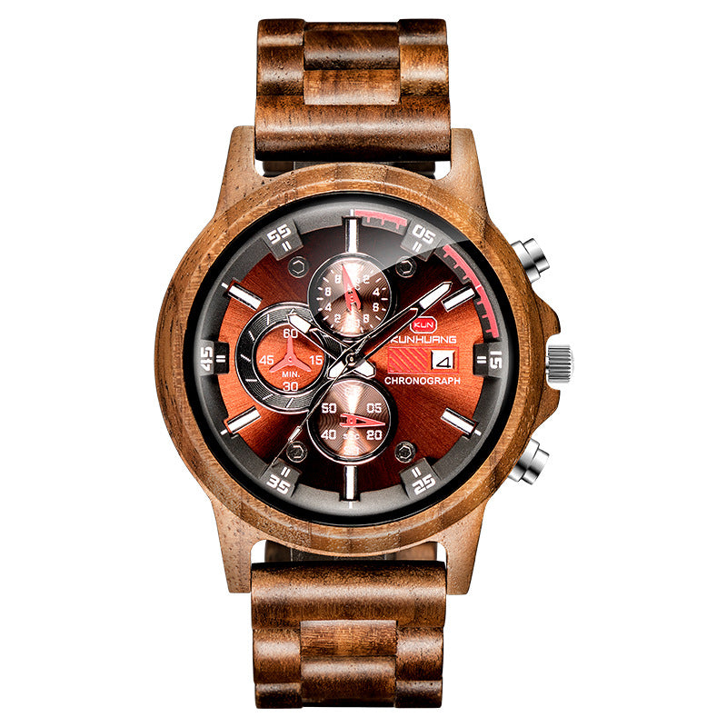 new wooden watches men's multi-function sports wooden watches fashionable hot style wooden watches