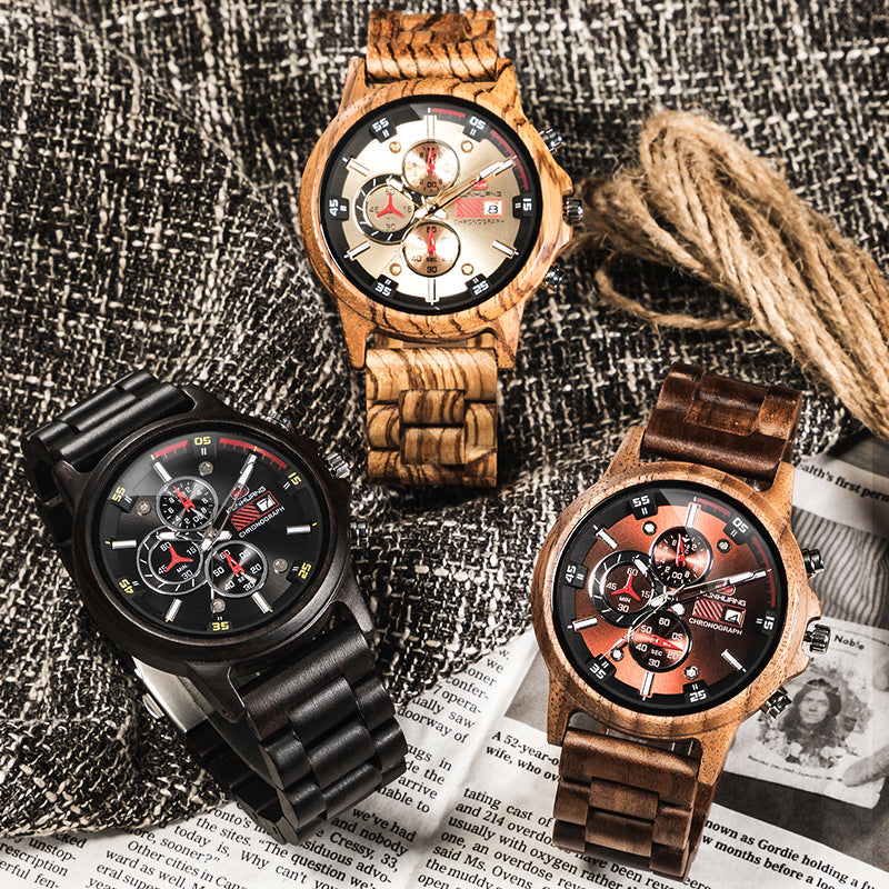 new wooden watches men's multi-function sports wooden watches fashionable hot style wooden watches