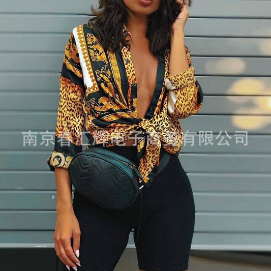 knotted design leopard print shirt
