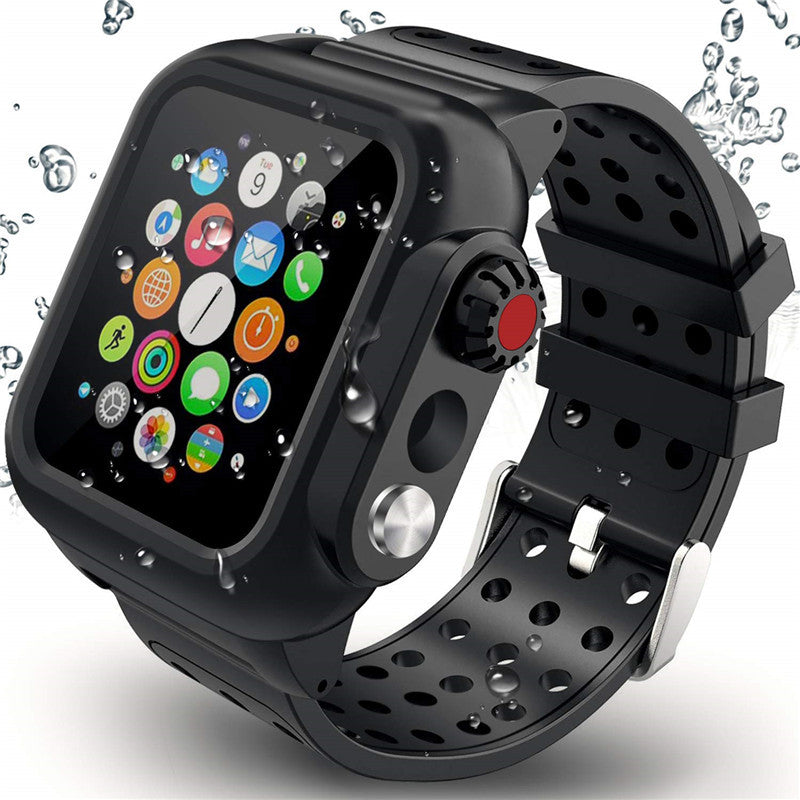 Applicable to Apple Watch series4 waterproof case + breathable sports silicone strap iWatch waterproof case