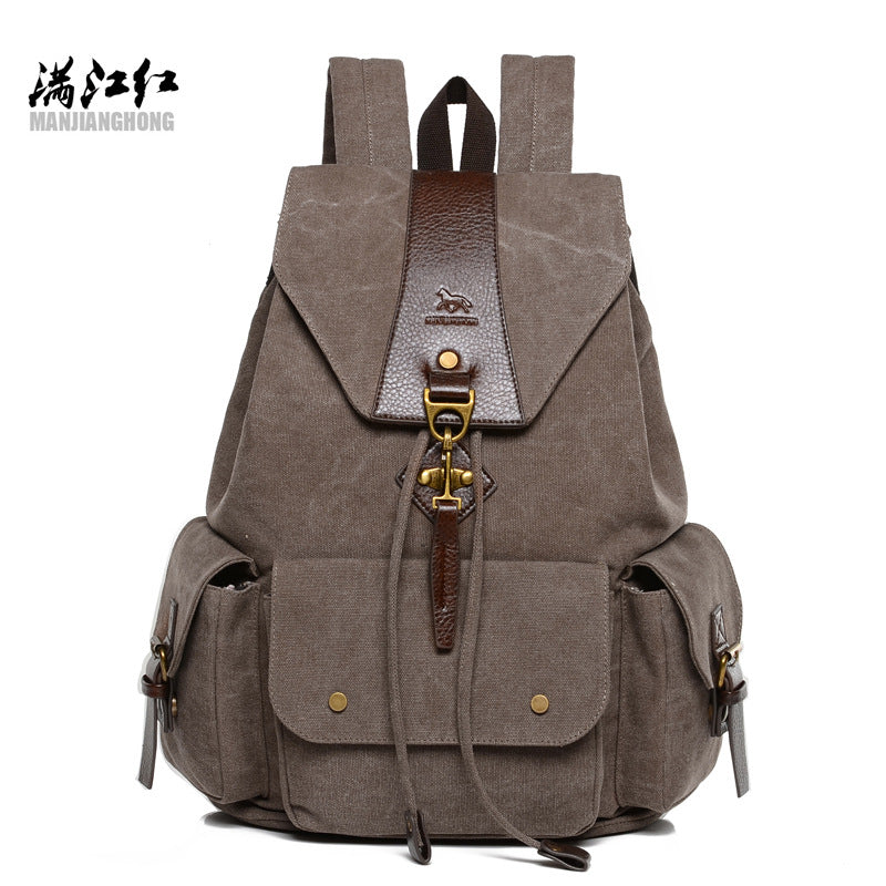 new personality retro men canvas big travel backpack female fashion backpack student bag