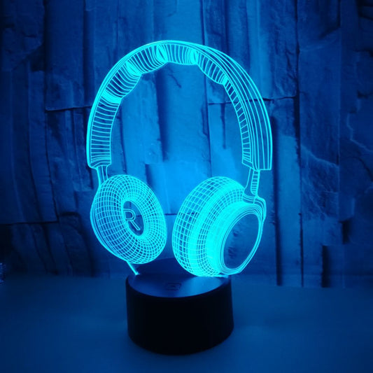 New headphone shape 3D lamp Colorful touch switch Remote control 3D lamp Touch 3D night light Atmosphere table lamp