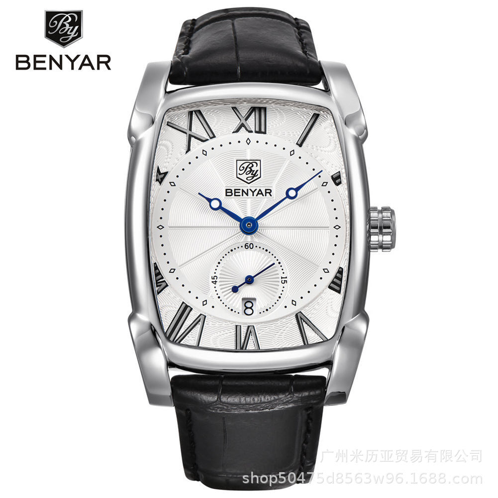 Benyar Square Dial Casual Men's Quartz Watch Foreign Trade Hot Selling Watch