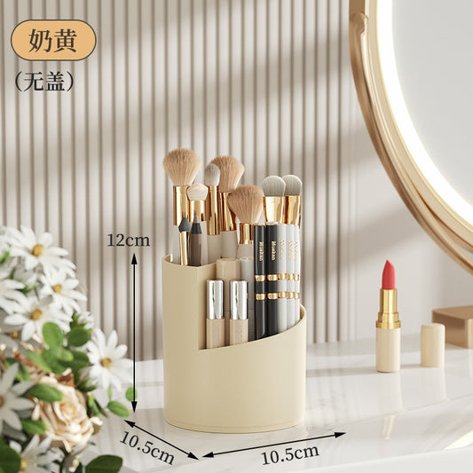Rotatable cosmetics storage box transparent push-pull lipstick storage rack dust-proof desktop makeup brush dressing table pen holder