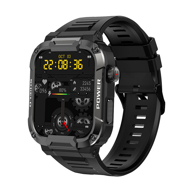 New MK66 outdoor three-proof bluetooth call smart watch rotary button heart rate blood pressure voice assistant stopwatch
