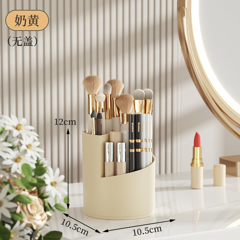 Light luxury bird cage lid cosmetic storage box desktop rotatable compartment storage tube transparent dustproof makeup box with cover