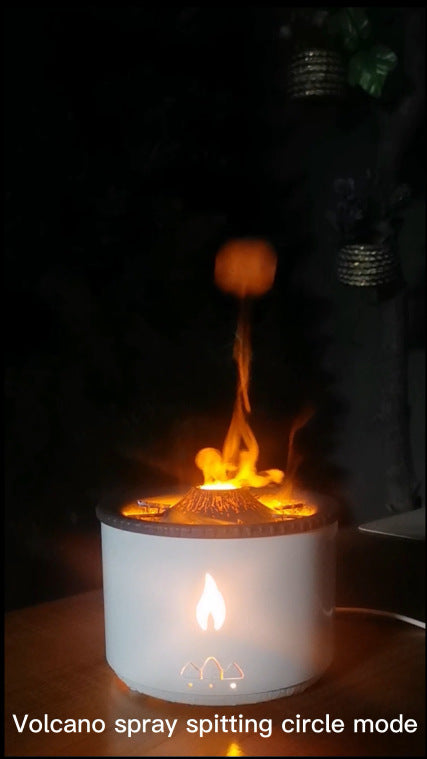 New creative volcano aromatherapy machine flame lamp spray jellyfish humidifier new type spit ring humidifier wholesale
