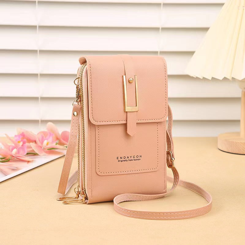 new touch screen mobile phone bag female small oblique cute mobile phone small bag fashion wallet vertical section