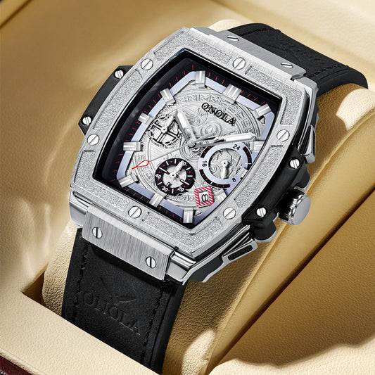 multi-function quartz watch men's leather waterproof watch watch