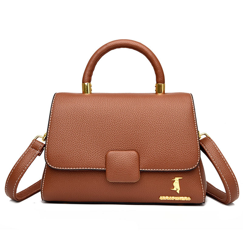 new casual interlayer women's bag with a sense of high-end super-moving leather soft leather handbag all-match single shoulder Messenger bag