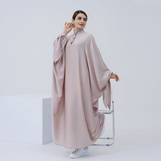 Loriya  Dubai Turkey Swing Solid Color Robe Dres