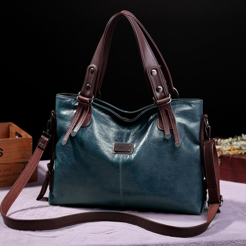 new retro fashion tote casual soft leather shoulder Messenger large-capacity women's bag