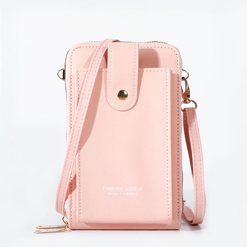 women's new mobile phone bag wholesale Korean version fashion diagonal solid color multifunctional three-layer shoulder wallet
