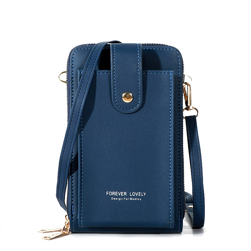 women's new mobile phone bag wholesale Korean version fashion diagonal solid color multifunctional three-layer shoulder wallet