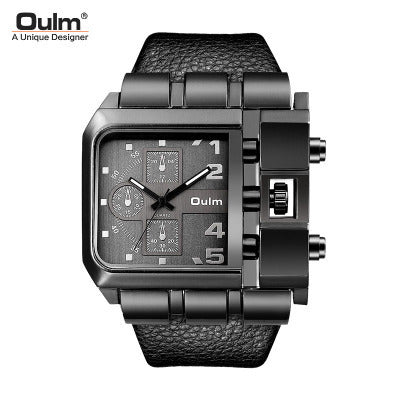 Oulm Large Dial Quartz Men's Watch Casual Belt Men's Watch Personality Foreign Trade Square Manufactor Wholesale