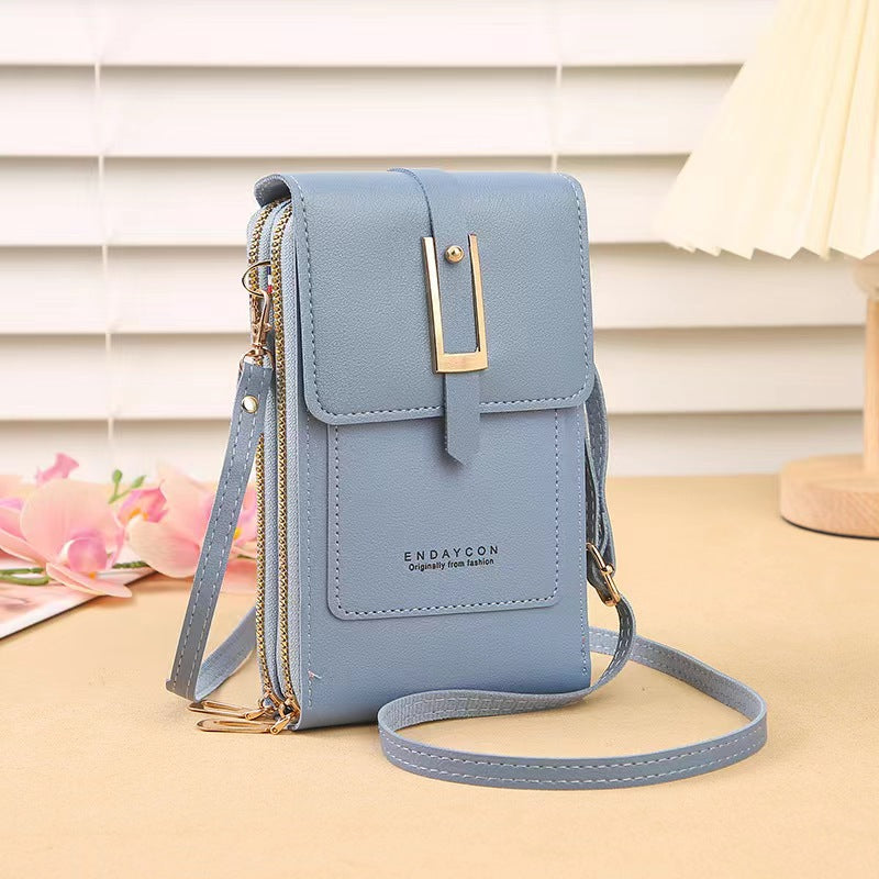 new touch screen mobile phone bag female small oblique cute mobile phone small bag fashion wallet vertical section