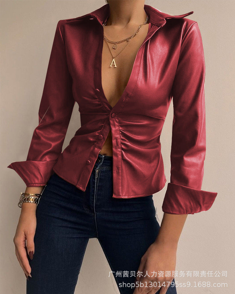 new leather sexy shirts