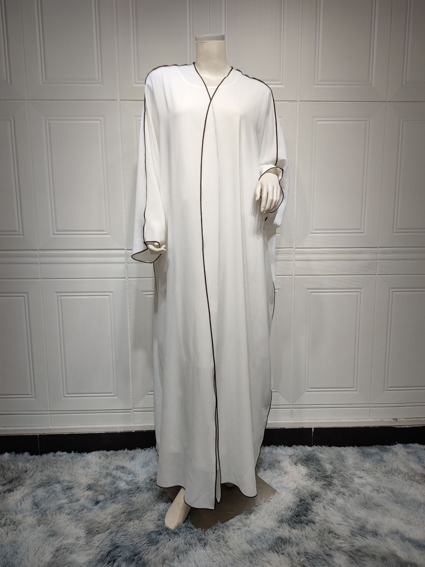 MQ063 Middle East Muslim Dubai robe 2023 foreign trade women's white splicing large size women's abaya robe