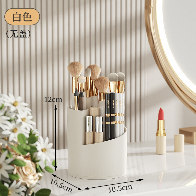 Light luxury bird cage lid cosmetic storage box desktop rotatable compartment storage tube transparent dustproof makeup box with cover